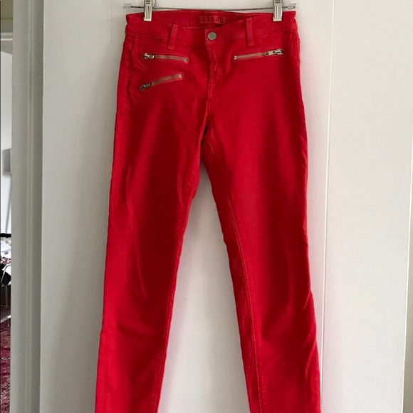 J brand jeans red with silver zipper - Picture 2 of 7